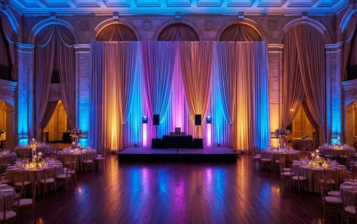Luxury event uplighting setup