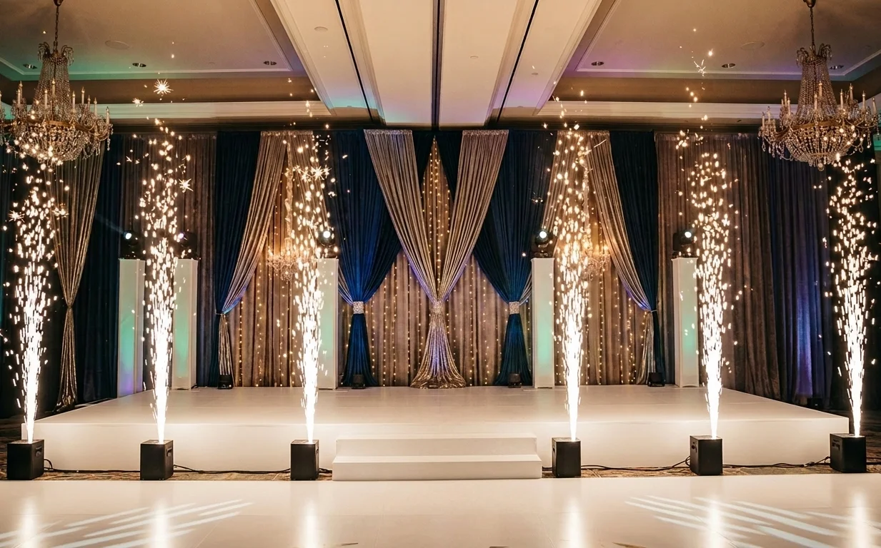Indoor sparkles special effect for wedding reception
